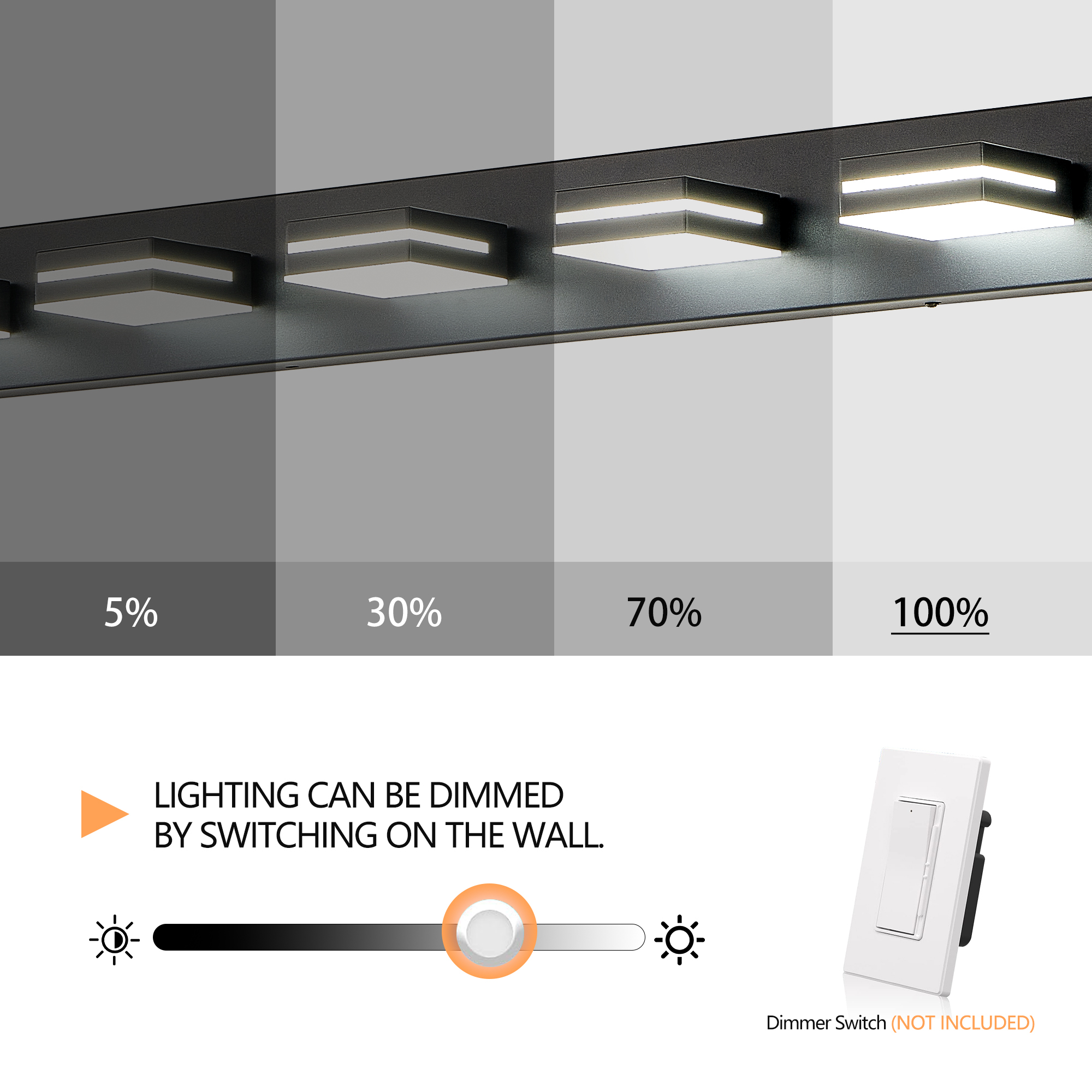 Leumius Modern 6-Light LED Vanity Light, Sleek Minimalist Design, Energy-Efficient, Easy to Install Wall Sconce for Mirror, Bathroom, Bedroom and Hallway Black
