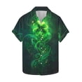 thumbnail image 2 of Ceisia Men's St. Patrick's Day Glowing Four-Leaf Clover Vine Print Short Sleeve Turndown Collar Stretch Casual Shirt Dark Gray XL Gifts, 2 of 5