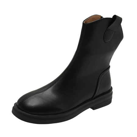 

fvwitlyh Ankle Boots for Women Slip on Boots for Women Booties Fashion Autumn Winter Women Ankle Boots Low Heel Flat Sole Solid Women s Boots No Heel