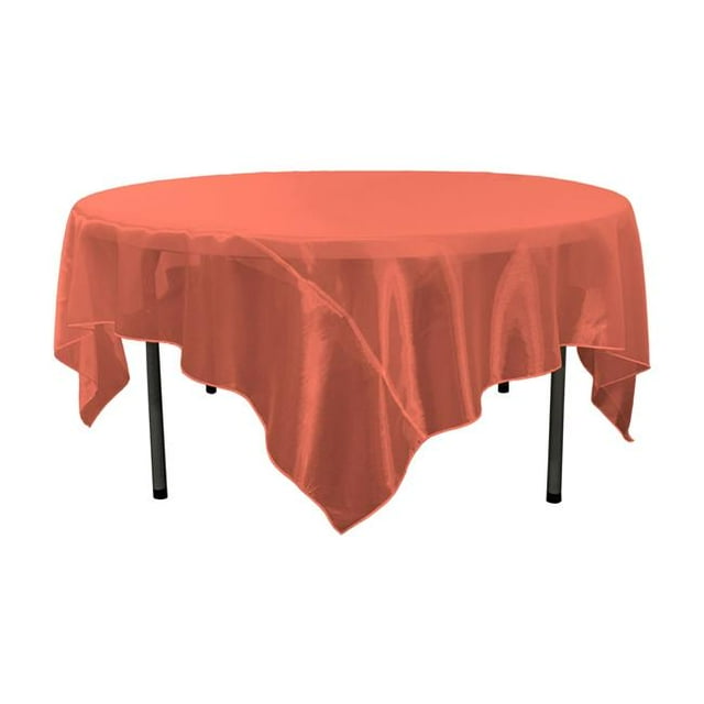 LA Linen TCOrgz90X90-Red098 Sheer Mirror Organza Square Tablecloth, Red - 90 x 90 in.