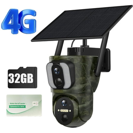 CAMPARK 4G LTE Cellular Trail Camera Wireless 2.5K Pan Tilt Solar Hunting Game Camera with SD Card Color Night Vision 360° Full View Waterproof IP66 Motion Alert for Wildlife Monitoring