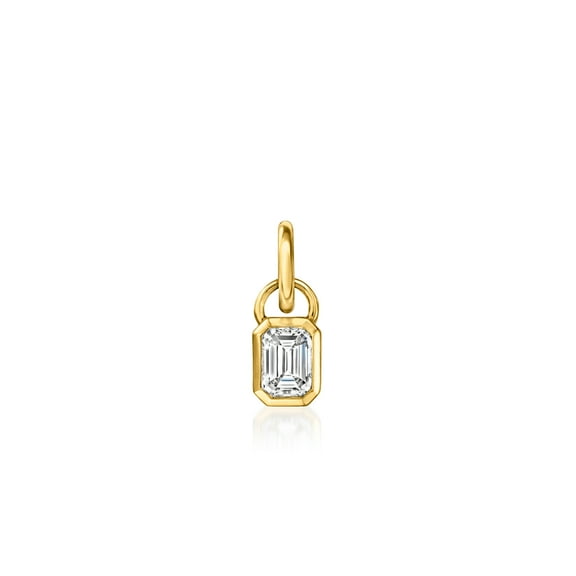 Pure Collection by Ross-Simons 0.20 Carat Emerald-Cut Lab-Grown Diamond Charm in 14kt Yellow Gold, Women's, Adult