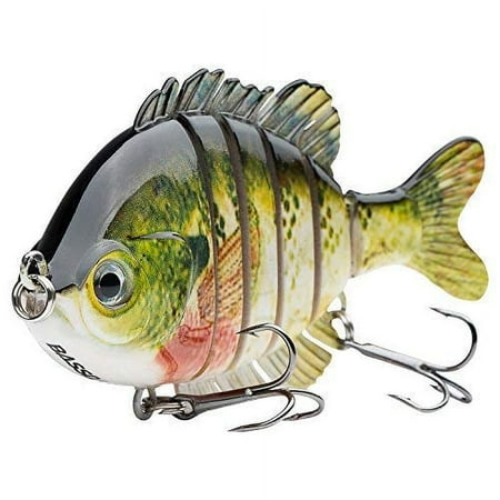 BASSDASH SwimPanfish Multi Jointed Panfish Bluegill Swimbaits Topwater Hard Bass Fishing Crank Lure 3.5in/0.85oz 4 Colors (Bluegill)