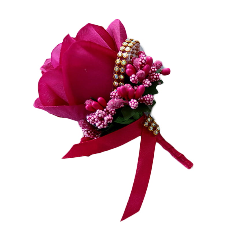 Details about   Bride Groom Corsage Artificial Silk Rose Boutonniere Wedding Wrist Flower Brooch 