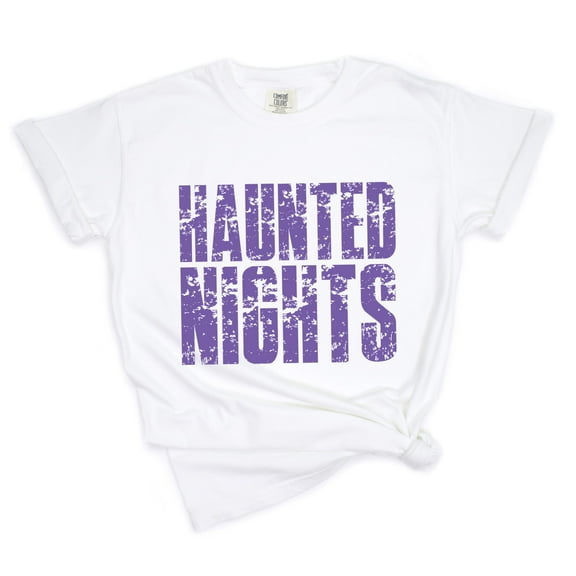 Haunted Nights Block Distressed - Women's Garment Dyed Graphic T-Shirt