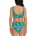thumbnail image 3 of Kdxio Hawaii Palms Print Women's 2 Piece High Waisted Wrap Spaghetti Strap Summer Swimsuit Bikini Set-Medium, 3 of 7