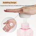 thumbnail image 2 of Dispensador de espuma en forma de flor, 2 uds., dispensador de espuma para baño, dispensador de jabón de flores recargable, transparente para cocina, baño, viaje, azul, rosa, 300ml, 2 of 5