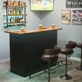 thumbnail image 5 of Home Bar Unit with Fridge Space, U-Shape Liquor Wine Cabinet, 63" Mini Bar Table, 5 of 7