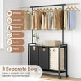 thumbnail image 6 of Laundry Hamper Sorter with Retractable Hanging Rod & Locking Wheels - Heavy Duty Laundry Room Organizer with Shelf，3 Hamper, 6 of 8