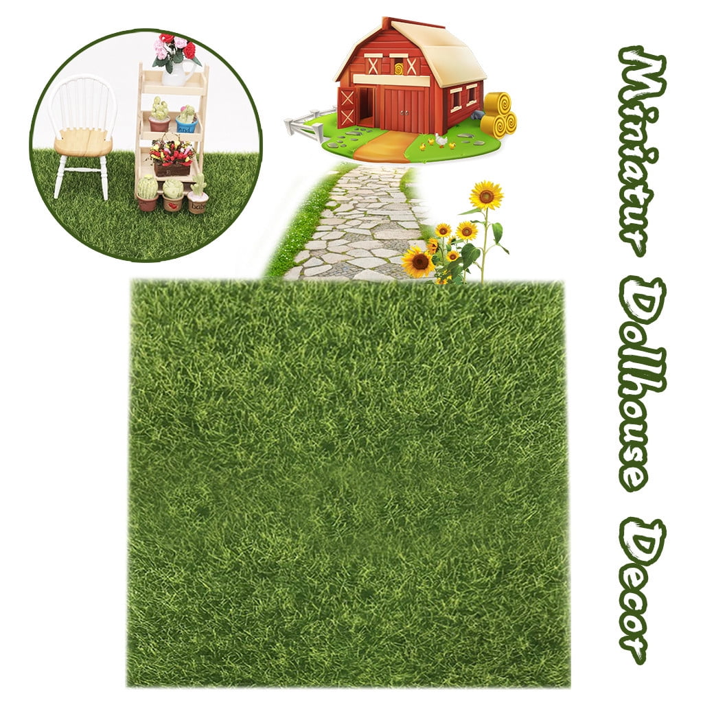 6 x 6 Inches Elcoho 5 Pieces Artificial Garden Grass Lawn Life-Like Fairy Artificial Grass Lawn Miniature Fairy Garden Ornament Dollhouse Decoration
