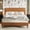 Orange Brown, variant on Frostbloom Queen Bed Frame, Upholstered Faux Leather Platform Bed with Adjustable Headboard, Orange Brown