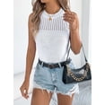 thumbnail image 4 of Deago Women's Summer Knit Halter Tank Tops Crochet Hollow Out Sleeveless Casual Racerback Cami Sweater Vest (White, XL), 4 of 9