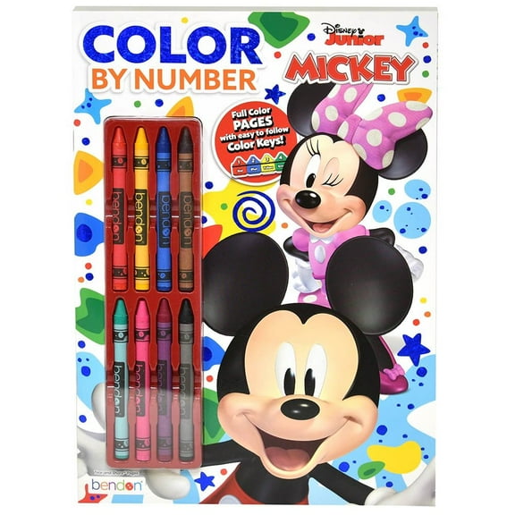 Disney Mickey Mouse Funhouse Color By Number W/ Crayons, Boys, Kid