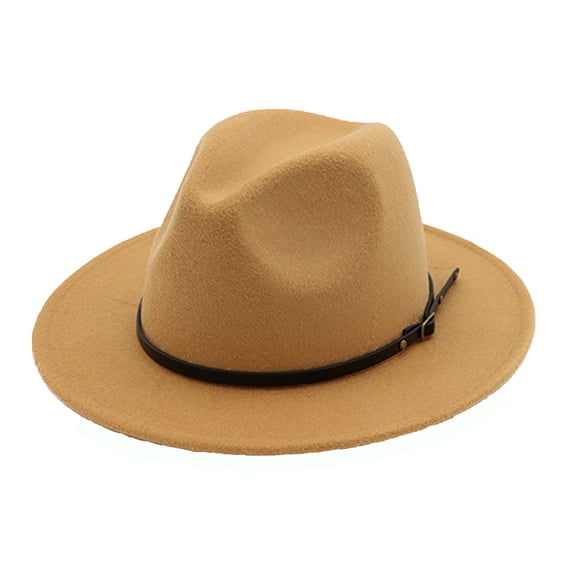 Unisex Wool Fedora Hat Wide Brim Belt Band Vintage Party Church Fashion Hat