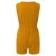 thumbnail image 3 of Gibobby Mono Ajustado de Verano Mono corto informal de verano para mujer, mono liso con escote redondo y botones, camiseta sin mangas, monos con bolsillos(Amarillo， XXL), 3 of 5