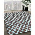 thumbnail image 3 of Ahgly Company Machine Washable Indoor Round Transitional Blue Lagoon Blue Area Rugs, 3' Round, 3 of 7