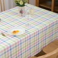 thumbnail image 3 of Easter Pink Green Blue White Pastel Gingham Tablecloth Rectangle 60" X 120" Spring Table Cloth - Plaid Checkered Oblong Polyester Table Cover Reusable Water Resistant for Summer Holiday Table Décor, 3 of 6