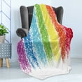 thumbnail image 4 of Rainbow Soft Flannel Fleece Blanket, Simplistic Cheerful Illustration with Pastel Painting Colorful Lines Illustration, Cozy Plush for Indoor and Outdoor Use, 60" x 80", Multicolor, by Ambesonne, 4 of 5