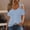 Sky Blue, variant on Sexy Cold Sholuder Tops for Women 2025 Summer Hollow Out Eyelet Short Sleeve Blouse Loose V Neck Tshirt Casual Tunics Brown S