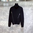 thumbnail image 2 of Suéter de punto de cuello alto para hombre, suéteres negros con cremallera, cuello alto, ropa para hombre, cuello alto blanco, ropa de calle Y2k, estilo informal, holgado, 2 of 4