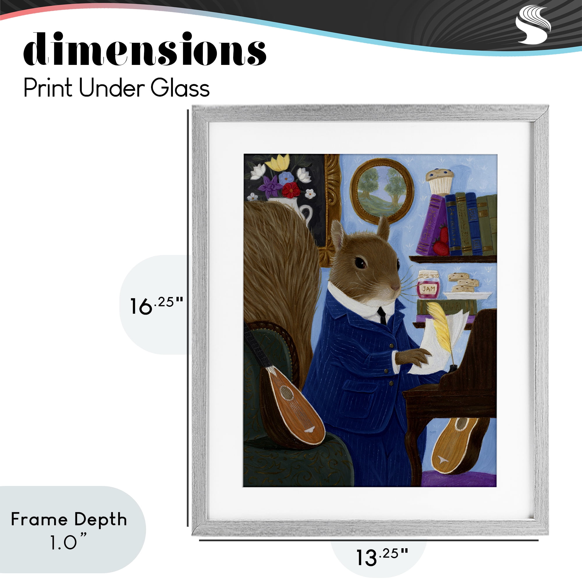 Stupell Industries Gentleman Squirrel Composing Gray Framed Print Under Glass, design by Gina Matarazzo