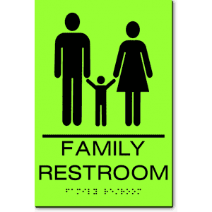 

California FAMILY RESTROOM Wall Sign-Laserglow / Black (4 Units)