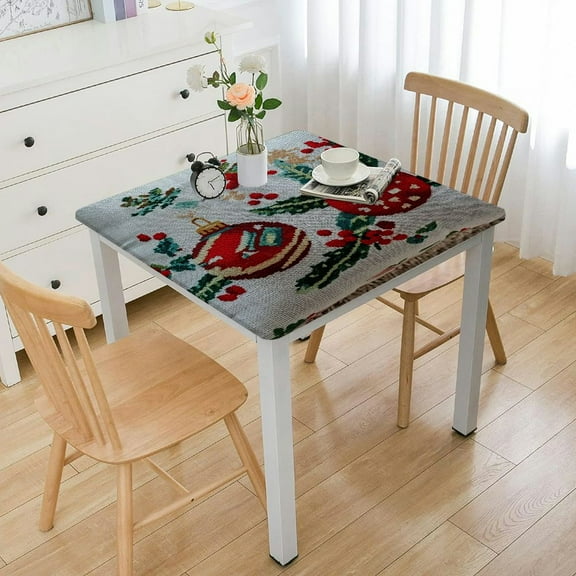 NIJIANKEHAN  Christmas Tablecloth, Ornament Bliss Christmas Table Cloth, Square Tables, Heavy Duty Fabric, Table Cloth for Holiday, and Fall, Parties, Xmas Dinner Table Cover.