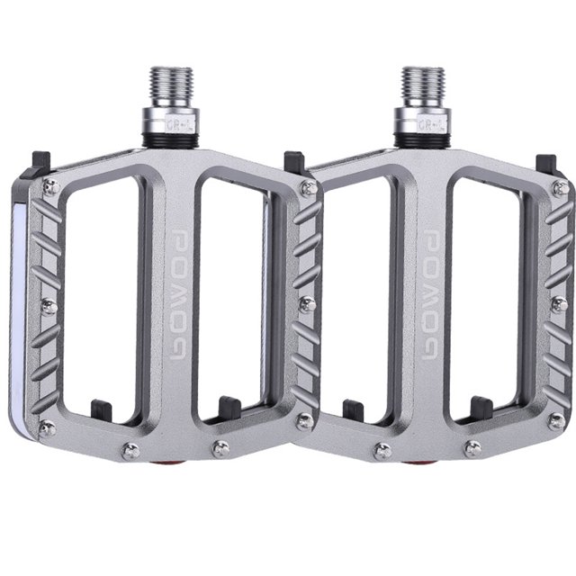Pedal de bicicleta LED con visibilidad de 360 grados, rodamiento de ciclismo para bicicleta de carretera (plateado), 2 uds.