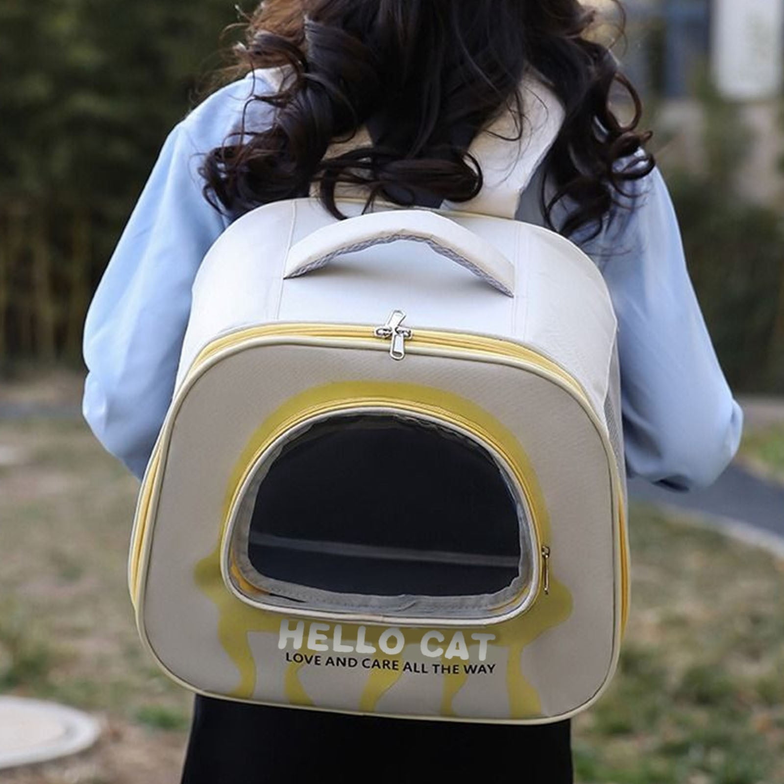 Weloille Pet Travel Carrier Backpack 1 Piece, Breathable Oxford Cloth Dog Cat Backpack, Adjustable Strap Portable Safety Pet Carrier, for Hiking Travel Camping Outdoor Use