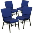 thumbnail image 2 of BizChair 4 Pack 18.5''W Church Chair in Navy Blue Patterned Fabric with Book Rack - Gold Vein Frame, 2 of 10