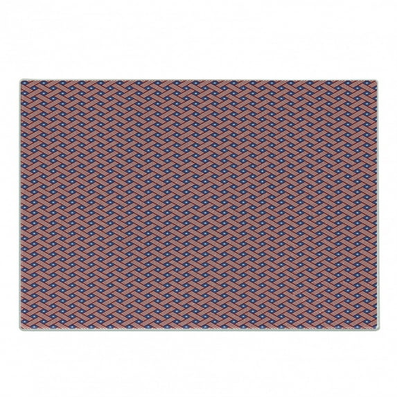 4th of July Cutting Board, Diagonal Stripes with Stars Union of the States Day of Independence, Decorative Tempered Glass Cutting and Serving Board, Small Size, Violet Blue Red White, by Ambesonne