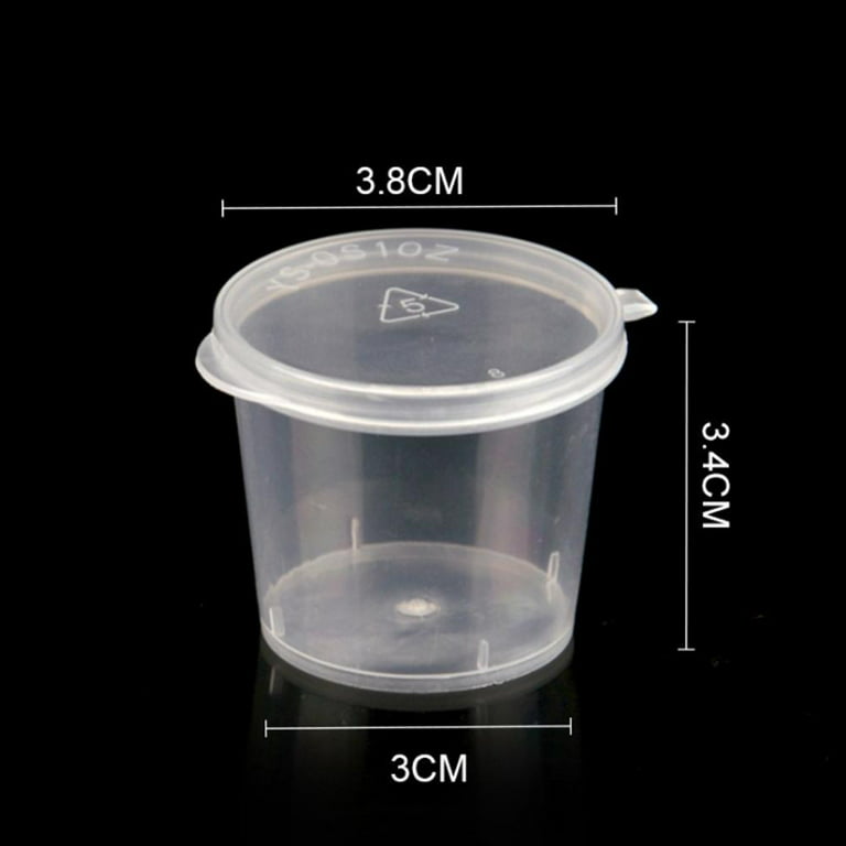 10PC Disposable Take Away Small Sauce Containers w/ Lids Clear Plastic Cups