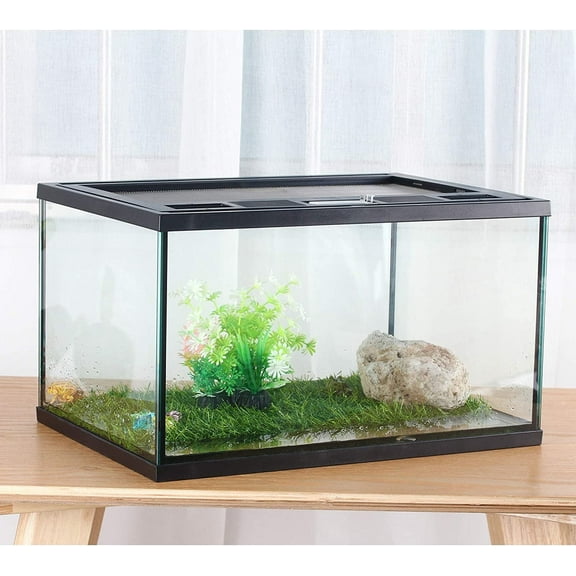 CRAPELLES Frogs Turtle Glass Terrarium Feeding kit 6 Gallon Tank, 15.7×11×9 inches, for Reptile, Insect, Horned Frogs