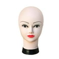 thumbnail image 1 of Modelo de exhibición de peluca de cabeza de maniquí femenino calvo con exhibición de sombrero de pestañas y labios rojo verde, 1 of 8