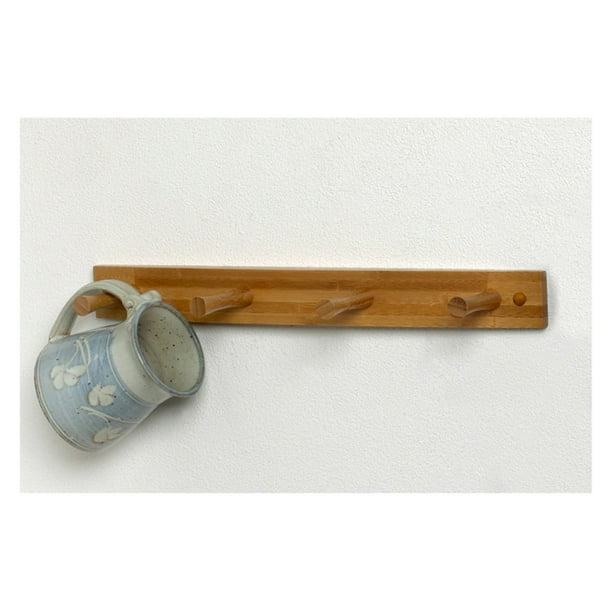 Four Peg Wood Wall Mount Coat Rack