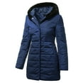 thumbnail image 3 of Ma Croix Womens Winter Lightweight Poly Down Puffer Hooded Parka Coat, 3 of 9