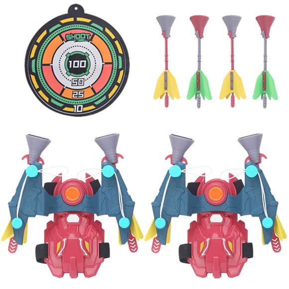 Wrist Bow Shooting Game Toy with 2 Launchers 1 Aim Board 4 Darts and 1 Hook Wrist Dart Launcher Toy for Dart Practice Training Wrist Dart Blaster Toy for Kids Aged 3+