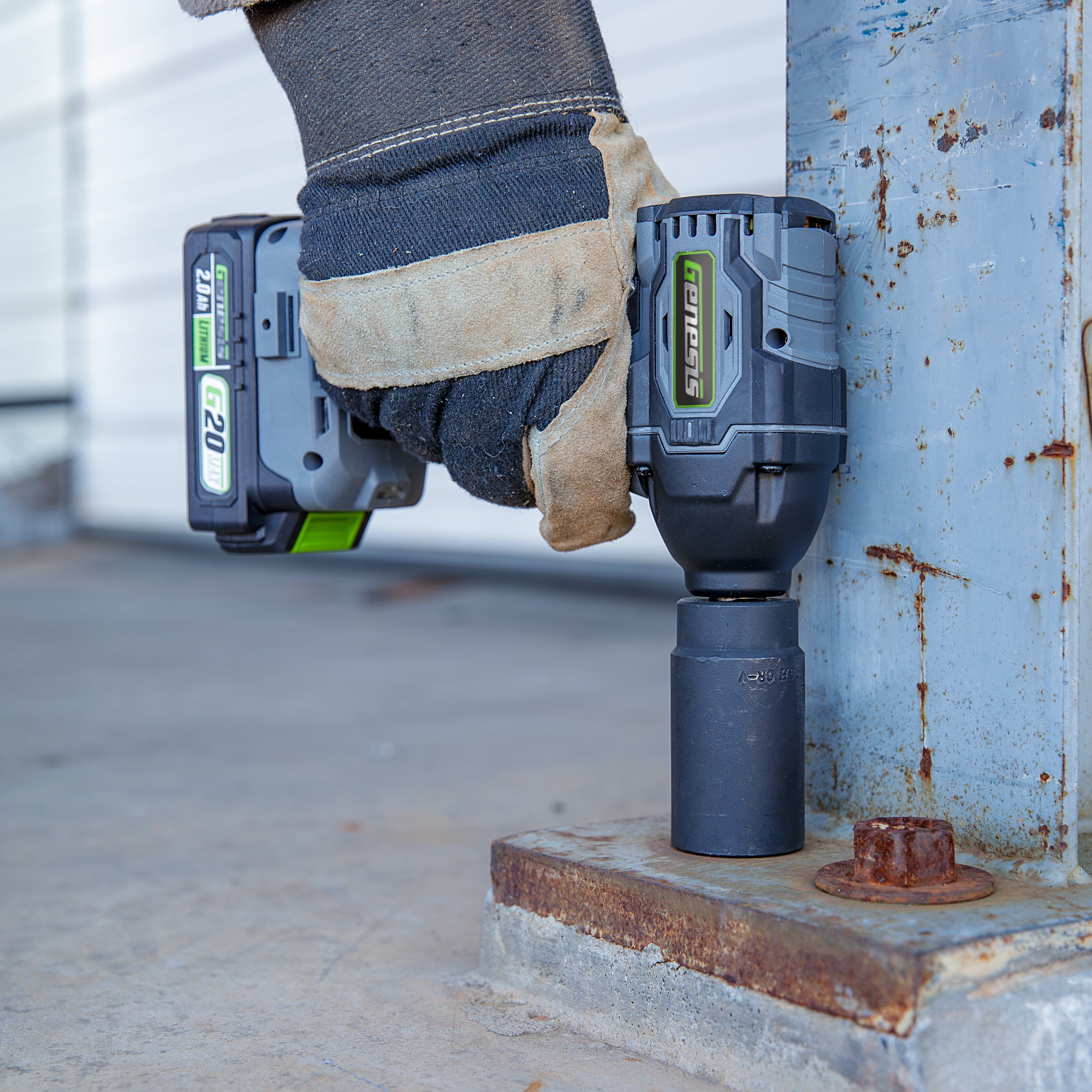 Genesis G20MAX 20V Brushless 1/2" Impact Wrench, 3 Speed, 400 ft-lbs torque, Auto Stop feature, with 2.0Ah Battery and Charger GLIW2012BH