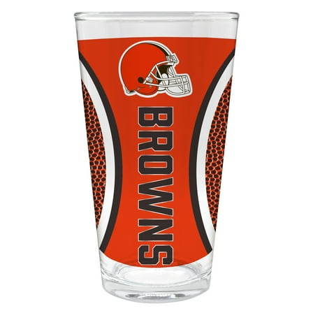Cleveland Browns 16 ounce team pint glass with Gameball graphic