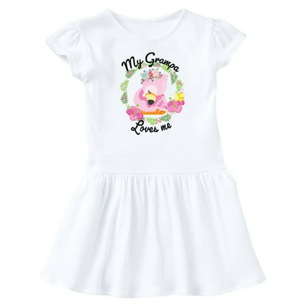 

Inktastic Baby Flamingo My Grampa Loves Me with Flower Wreath Gift Baby Girl Dress