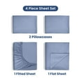thumbnail image 2 of Soft Lightweight 400TC 100% Cotton Sateen Bed Sheet Set – 4-Piece King – Blue, 2 of 8