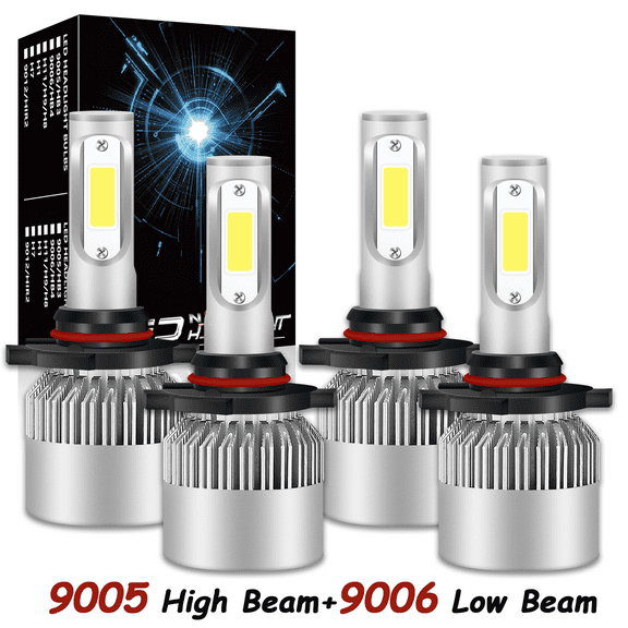 For 2003 2004 2005 2006 Chevy Silverado 1500 2500 3500 LED Headlight Bulbs Hi/Lo Beam 9005 9006 4PC