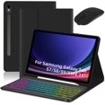 thumbnail image 1 of Clavier Bluetooth Rétroéclairé RGB avec Souris Sans Fil à Double Mode pour Samsung Galaxy Tab S9 FE 10.9 Pouces / Tab S9 11 Pouces (Ensembles Noirs, pour Galaxy Tab S9 FE 10.9 Pouces / Tab S9 11 Pouces), 1 of 5