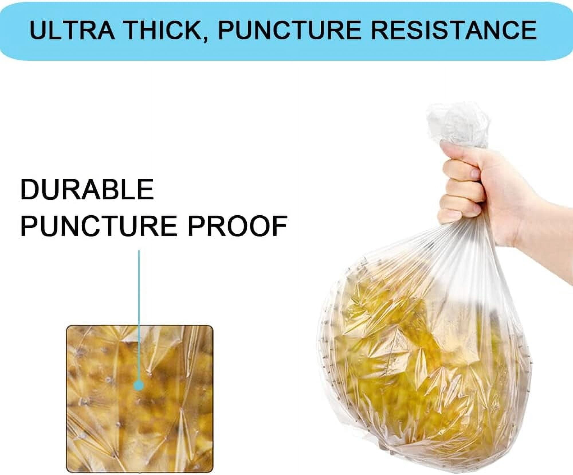 PrimeCook Shop 10 Gallon Trash Bags - 18 Micron Ultra Thick Strong Clear Medium Size Garbage Bin Liners for Office Kitchen, Fit 8-10 Gallon, 90 Count