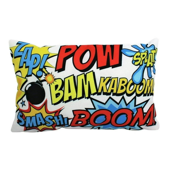 Super Hero | BASH BOOM BAM | Anime | 18x12 | Fun Gifts | Pillow Cover | Home Decor | Throw Pillows | Happy Birthday | Kids Room | Lumbar