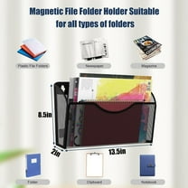 Magnetic File Holder 2 Pockets File Folder Organizer, Office Hanging Magazine Rack for Refrigerator, White Board, No Drilling Paper Document Holder Mail Organizer for File Cabinets