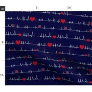 Angle View: Heart Medical Anatomy Navy Blue Cardiac Spoonflower Fabric by the Yard