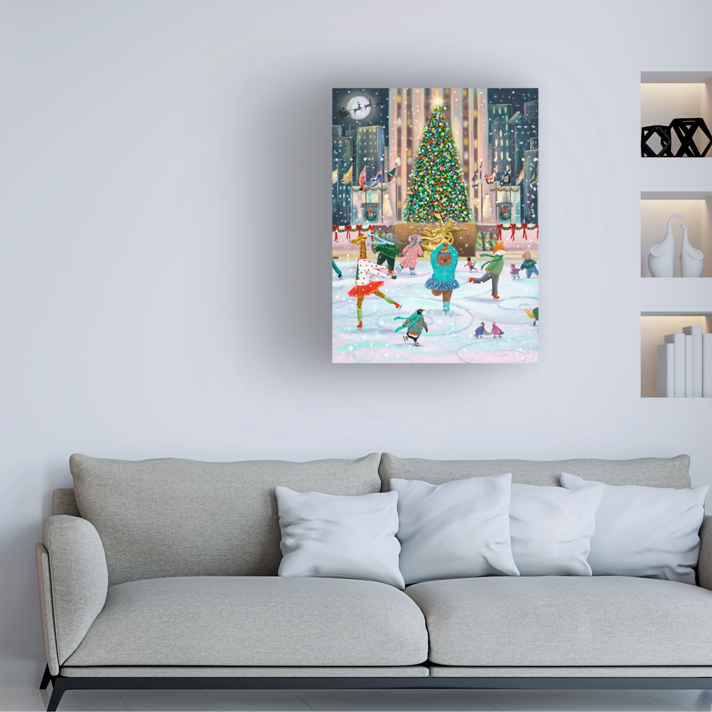 Christine Rotolo 'Animals Ice Skating At Rockefeller' Canvas Art
