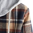 thumbnail image 5 of Deals LYXSSBYX Long Sleeve Shirts for Men Men Casual Patchwork Fashion Plaid Hooded Button Long Sleeve Shirt Blouse, 5 of 8