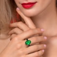 thumbnail image 4 of Gem Stone King 4.76 Ct Oval Green Nano Emerald Black Onyx 18K Yellow Gold Plated Silver Ring, 4 of 6